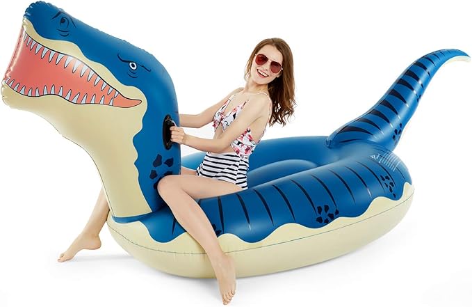 Jasonwell Inflatable Dinosaur Swimming Pool Float for Kids Boys Girls Adults 124'' Giant Tyrannosaurus Rex Floatie Summer Beach Ride on Party Pool Raft Lounge Toys