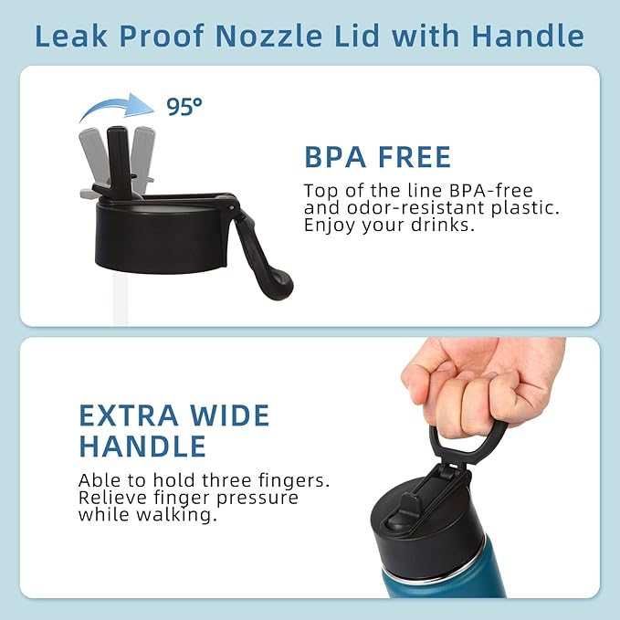 Volhoply 16 OZ Kids Water Bottle Bulk 4 Pack,Insulated Sports Bottles with Straw Lid,Stainless Steel Bottle with Handle Keep Cold & Hot,Double Wall Vacuum Tumbler Cups for School(Dark Night, 4)