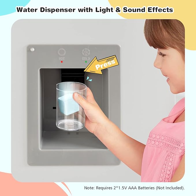 HONEY JOY Kids Kitchen Playset, Wooden Pretend Play Kitchen for Toddlers, Cookware Utensil, Phone, Clock, Water Dispenser, Storage Cabinet, Little Chef Toy Kitchen Set, Gift for Boys Girls 3+, Natural