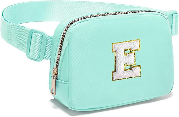 Gitus Birthday Gifts for 8 9 10 11 12 13 Year Old Girls Personalized Fanny Pack Crossbody Bags with Initial Letter Patch Belt Bag for Teen Girls Cute Trendy Stuff Travel Essentials (Mint Green-E)