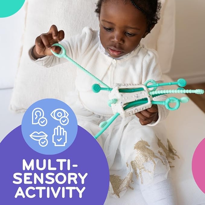 Mobi Zippee Activity Toy - Sensory Activities for Toddlers and Kids, BPA-Free and Food Grade Silicone, Montessori Learning Games for Ages +1 (Mintee)