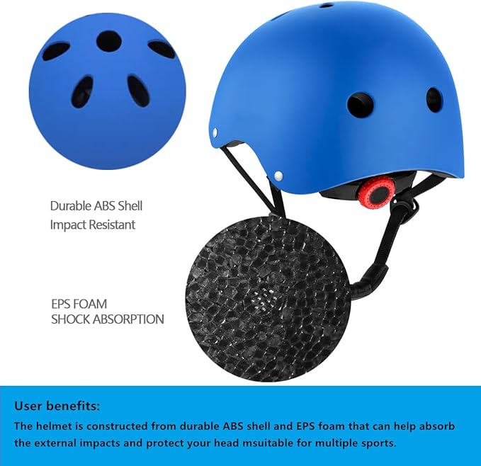 Kids Bike Helmet for Ages 2-14, Adjustable Safety Toddler Helmet with Protective Gear Set, Skateboard Scooter Helmets with Knee Elbow Pads Wrist Guards