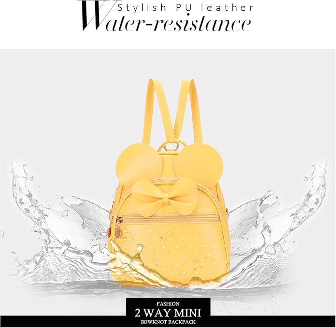 KL928 Girls Mini Backpack Bowknot Polka Dot Cute Small Daypacks Convertible Shoulder Bag Purse for Women