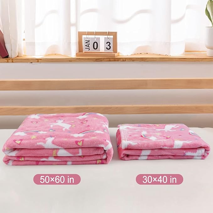 Softan Unicorn Blanket for Babies, Kids Throw Blanket for Boys and Girls Soft Cozy Flannel, Cute Pink Unicorn Blanket for Sofa Couch Bed, Soft Plush Warm Receiving for Newborns, 30x40 Inch