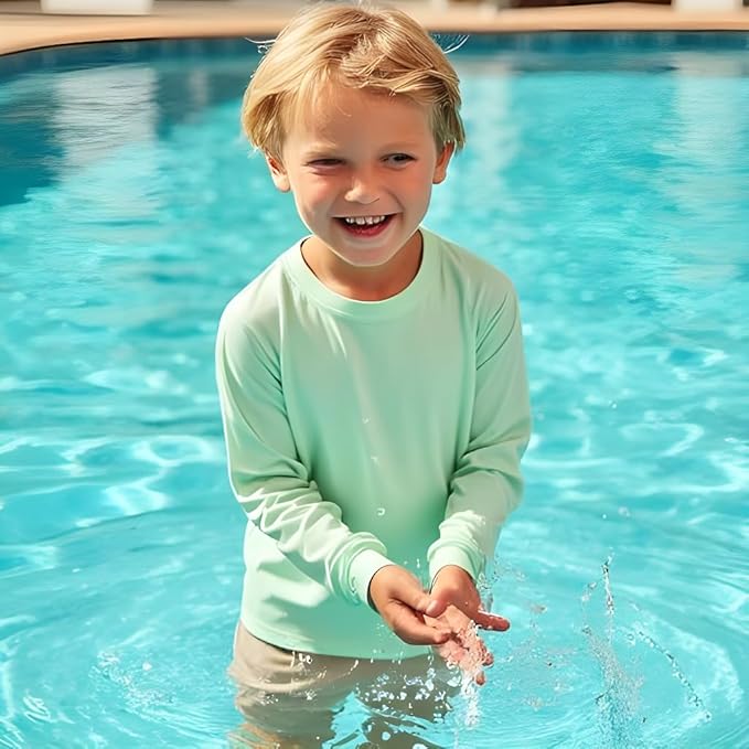 INGEAR Boys' Rash Guard UPF 50+ Swim Shirt - Lightweight, Quick-Dry, Durable Sun Protection for Swimming, Sizes XS-XL