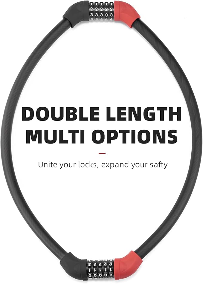 ROCKBROS Bike Lock 5 Digit Cable Lock Lightweight Bicycle Lock Bike Lock Combination Portable Lock for Bike