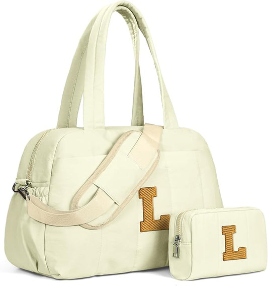 Gifts for Teenage Girls 14-16-Duffle Bag for Travel Women, Travel Bags，Gifts for Girls-Initial Overnight Bag with Wet Pocket，Lightweight Weekender Bags Personalized Gym Tote with Makeup Pouch