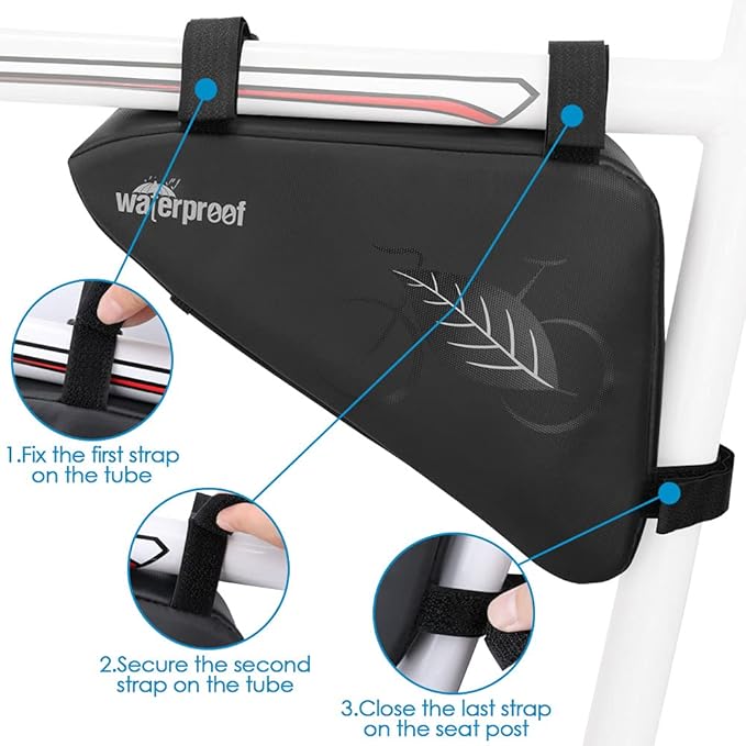 WOTOW Bike Tire Repair Tool Kit, Waterproof Frame Storage Bag & Mini Bike Pump & 16 in 1 Multitool & Bicycle Tyre Lever Patch Portable Repair Tool Accessories Set for Road Mountain BMX Cycling