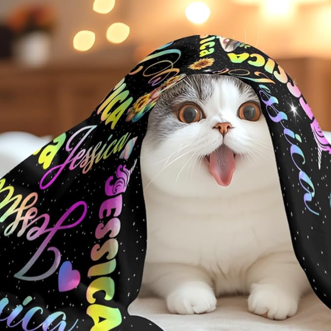 Custom Girl Blanket with Name Personalized Cute Mermaid Blanket for Newborn Customized Soft Flannel Throw Blanket Memorial Gift for Toddler on Birthday Baby Shower Christmas