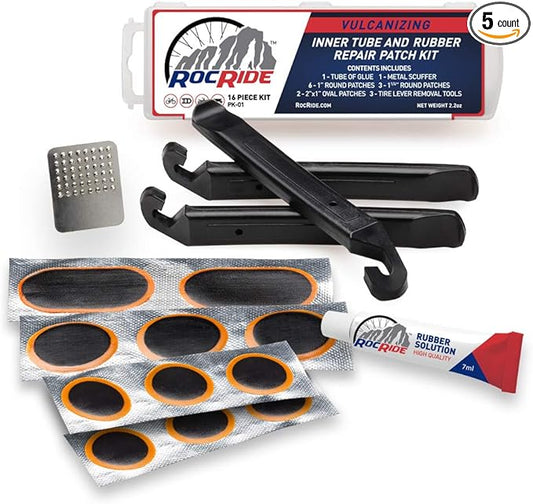 16-PC Inner Tube Patch Bicycle Repair Kit. Also for Inflatable Dinghies, ATVs, BMX and Motorcycles.