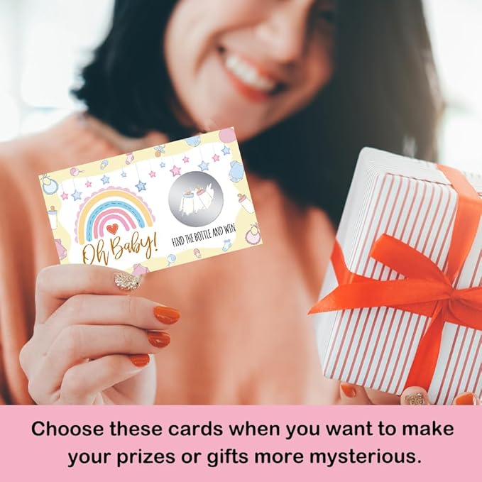 50 Psc Oh Baby Scratch off Game Cards, Funny Rainbow Scratch Cards for Birthday Baby Shower Party, Lottery Group Enterprises Games Activity Supplies, Baby Shower Birthday Party Supplies