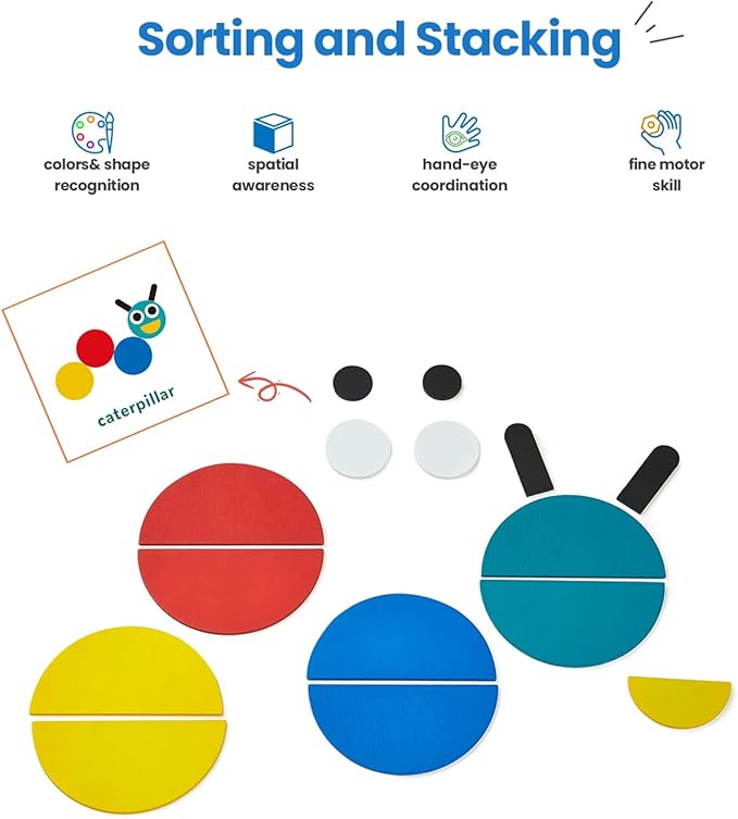 LiKee Open Ended Wooden Shape Puzzles with 36 Blocks and 60 Pattern Shapes for Toddlers 3+ Years Old, Montessori Toys Preschool Education Activity for Kids 4-8 Yrs