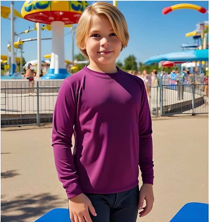 INGEAR Boys' Rash Guard UPF 50+ Swim Shirt - Lightweight, Quick-Dry, Durable Sun Protection for Swimming, Sizes XS-XL