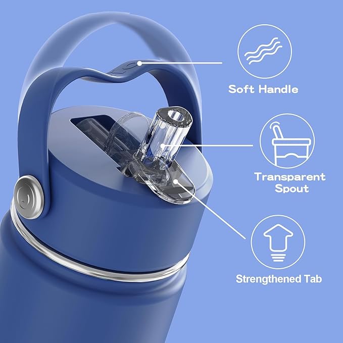 OISIZ 18oz Kids Water Bottle with Straw Lid, Vacuum Insulated Water Bottle 316 Stainless Steel Bottles for Kids for School, Leakproof Water cups, BPA Free and Keep Cold for 24 Hours,Easy to Clean