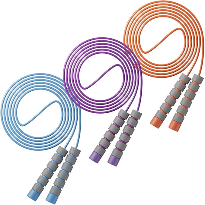 Adjustable Jump Ropes for Kids - Colorful Skipping Ropes with Soft Foam Handles - Ideal for Outdoor & Indoor Play, Fun Games Activity, Fitness, Exercise and Party Favors