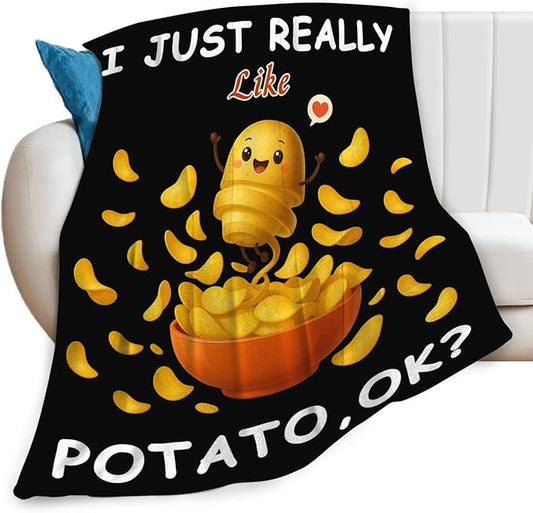 Potato Blanket for Women Girls, Potato Lovers Flannel Throw Blanket, Cozy Fleece Soft Stuff Food Blankets Gift for Kids Couch Sofa Bed 60" x 50"