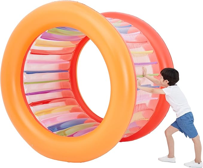 73" Diameter Inflatable Giant Colorful Rolling Wheel for Outdoor Backyard Lawn