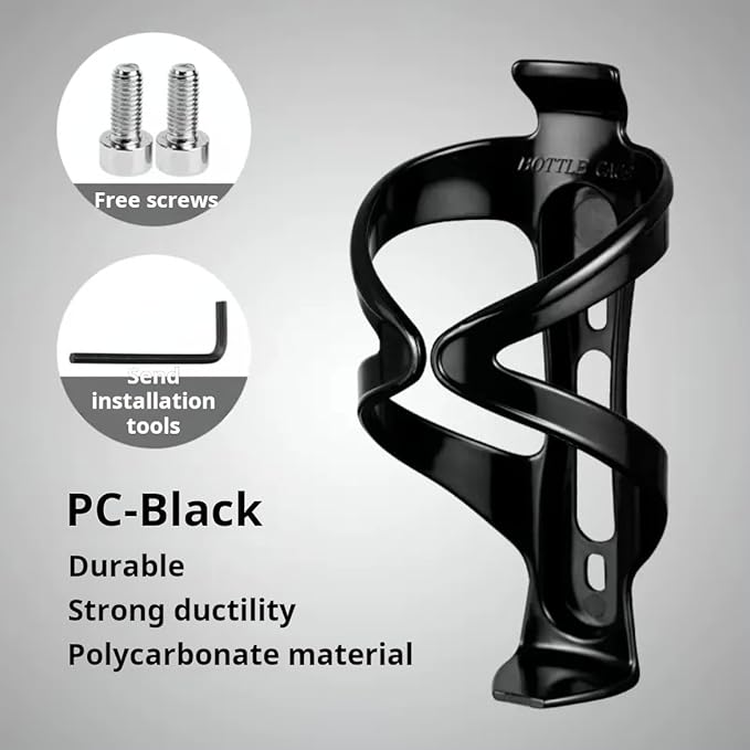 Lightweight Bicycle Water Bottle Holder - Secure, Versatile, and Stylish Bike Universal Drink Cage, Cycling, Road/Mountain Bikes (Black)