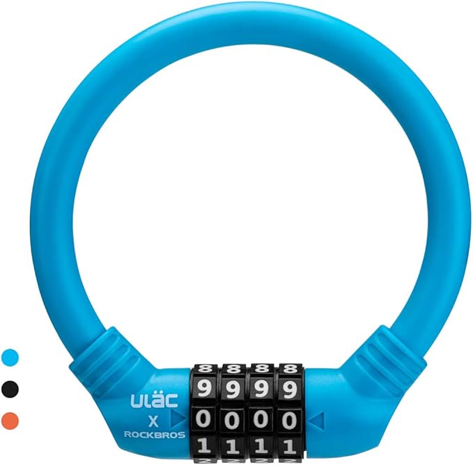 ROCKBROS Bike Lock Cable Lightweight Bike Locks with Combinations Small Bike Cable Lock Anti-Theft Bike Wheel Lock 12MM Blue