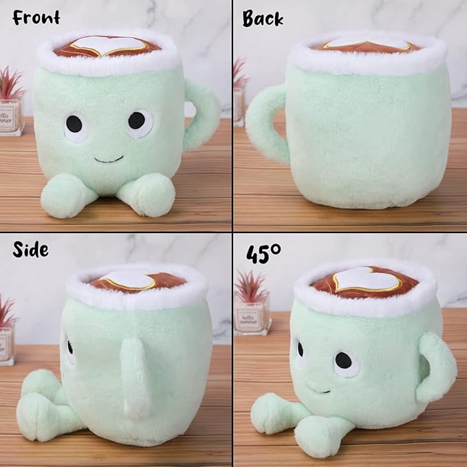 Latte Plush Toy, 30 cm Stuffed Coffee Mug Plushie Pillow Doll, Soft Cup Fluffy Friend, Hugging Cushion - Present for Every Age… (Latte)