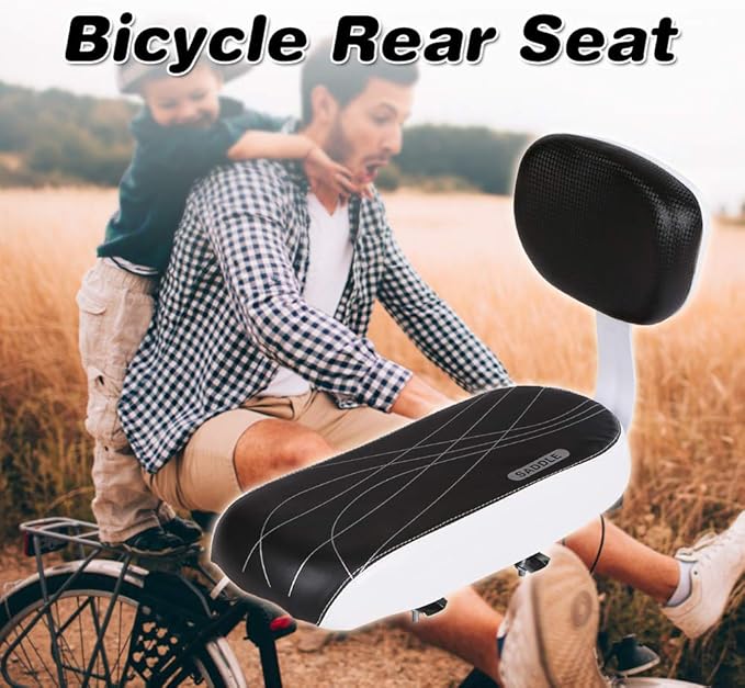 Lixada Bicycle Back Seat Cycling Bike Mountain Bike PU Leather Soft Cushion Rear Rack Seat with Back Rest