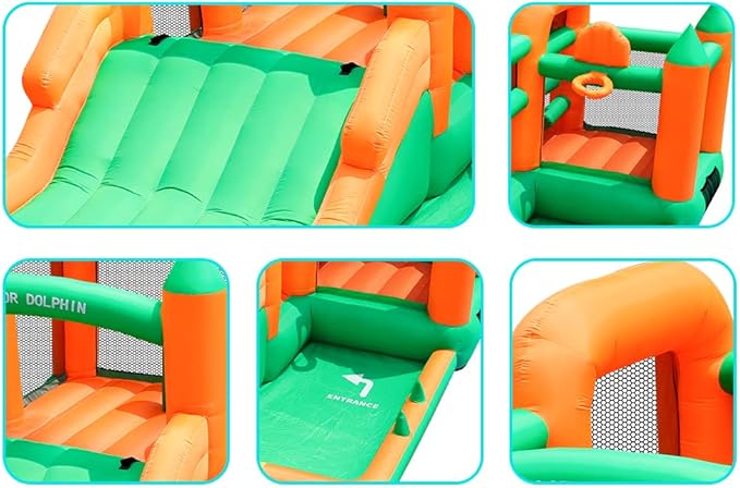 Doctor Dolphin Toddler Bounce House Ball Pit Inflatable Slide Bouncer Jump Bouncy House with Blower for Kids 3-8