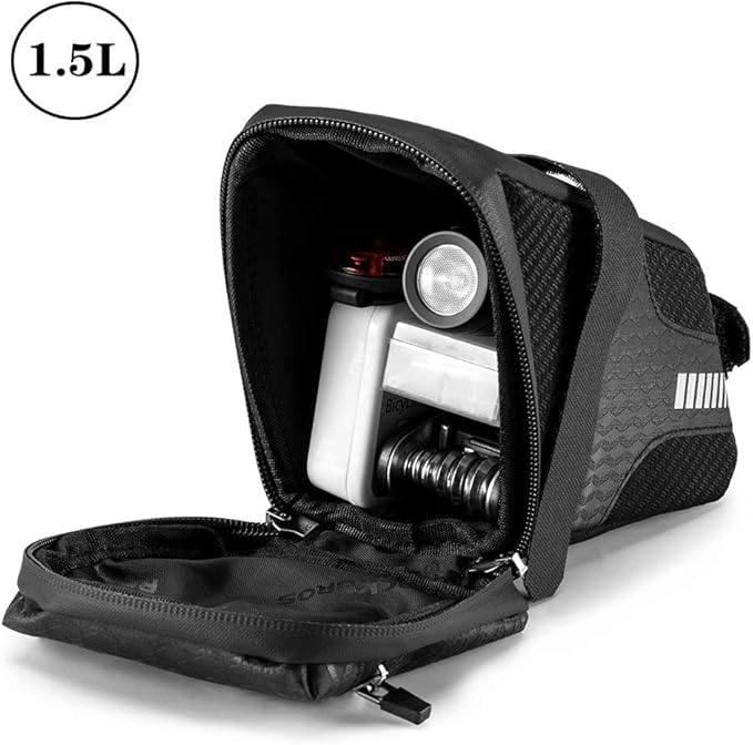 ROCKBROS Bike Saddle Bag - Seat Bag 1.5L Bicycle Bag Cycling Accessories Storage Pouch Wedge Pack for Mountain & Road Bike
