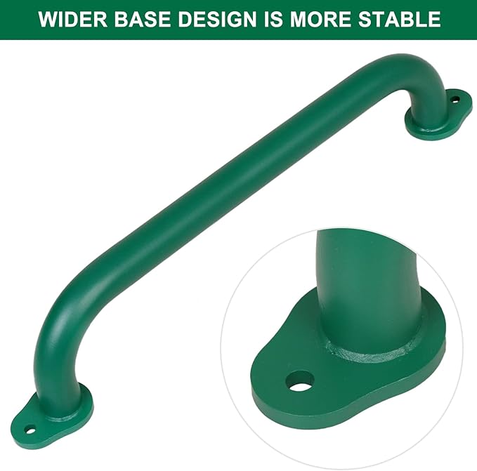 SELEWARE 6-Pack 17-Inch Green Metal Playground Safety Handles – Heavy-Duty, Non-Slip Kids’ Grab Bars for Indoor/Outdoor Playsets, Swing Sets, Playhouses, Treehouses, Jungle Gyms & Climbing Frames