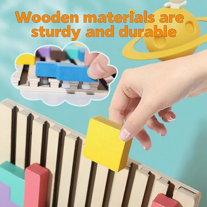 Wooden Stacking Puzzle Colorful 3D Versatile Russian Blocks for Toddlers 3-6 Years,Brain Teasers Toy Board Game Toys, Montessori Toys for 3 4 5 Year Old,Christmas Birthday Gift for Boys and Girls