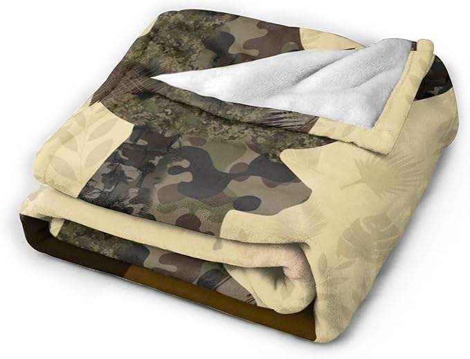 Deer Blanket Camo Hunting Throw Blanket Cozy Plush Dad Elk Fleece Flannel Ultra Soft Blankets Lightweight Fuzzy Warm Gifts for Adults Men 60"X50"