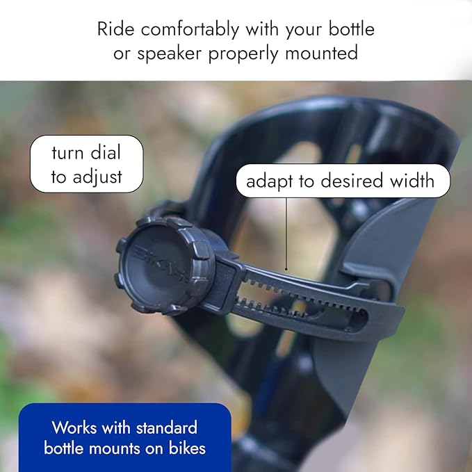 ABC by BiKASE - Any Bottle Cage, Bike Water Bottle Holder - Fits Any Bottle, Container, Speaker, Bicycle Bottle Holder for Frame or Handlebar
