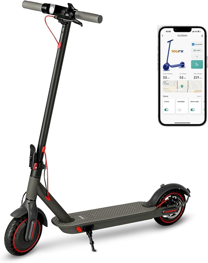 Electric Scooter for Adults, Folding E Scooter with 350W/500W Motor 15Mph Top Speed 12 Miles Long Range, Commuting Motorized Kick Scooters (Red- 8.5" Tires 15MPH 12 Miles Range)