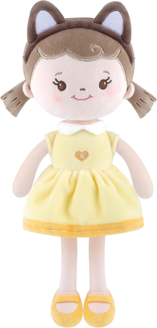 GAGAKU Soft Plush Baby Doll for Girls (12") - My First Baby Doll Gift for Girls, Toddlers & Infants, Machine Washable Rag Doll Toy - Puff Girl