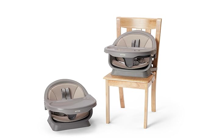 5-in-1 High Chair for Baby & Toddler - Convertible Baby Dining Seat - Portable Floor/Booster Seat - Tray w. Cover - 5-Point Harness - Building Block Table & Stool (Gray) + Travel Carry Bag