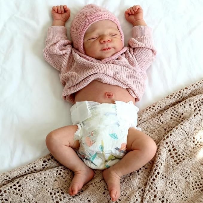 Realistic Reborn Baby Dolls Girl 19 inch Sleeping Lifelike Newborn Baby Dolls, Real Life Baby Dolls with Cute Soft Vinyl Body for Kids Age 3 +
