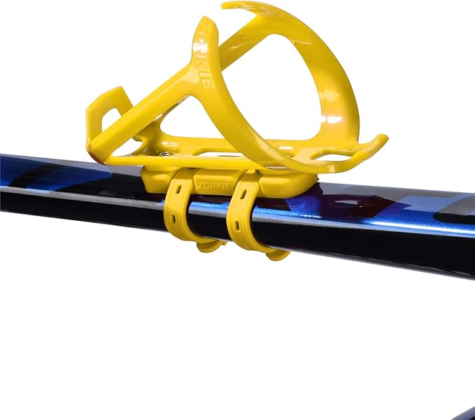 ZONKIE Bicycle Bottle Cages, Plastic Bike Bottle Holder with Cage Mounting Base (Yellow)