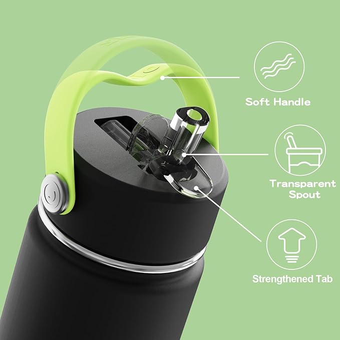 OISIZ Kids Water Bottle with Straw Lid 14oz, Vacuum Insulated 316 Stainless Steel Water Bottles for Kids for School, Leakproof Water Bottle, BPA Free and Keep Cold for 24 Hours