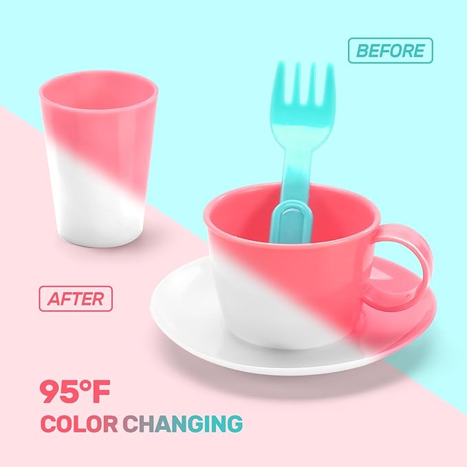 CUTE STONE Color Changing Play Kitchen Sink Toys, Children Electric Dishwasher Playing Toy with Running Water,Upgraded Real Faucet and Play Dishes,Pretend Role Play Toys for Kids Boys Girls