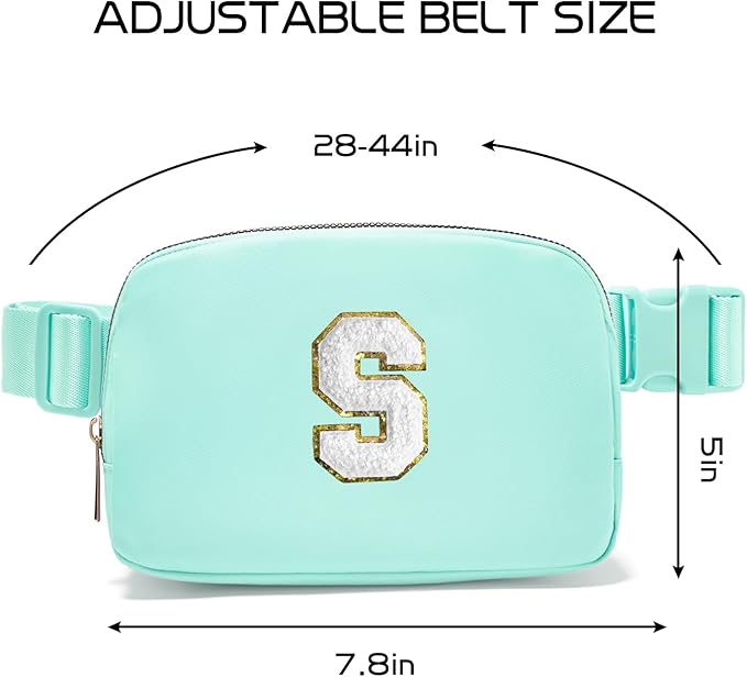Gitus Birthday Gifts for 8 9 10 11 12 13 Year Old Girls Personalized Fanny Pack Crossbody Bags with Initial Letter Patch Belt Bag for Teen Girls Cute Trendy Stuff Travel Essentials (Mint Green-S)
