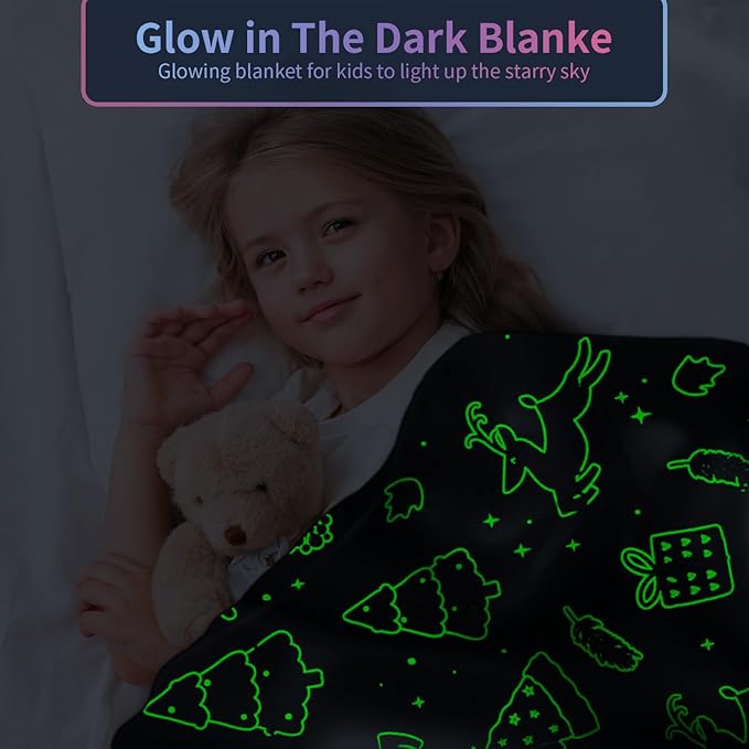 Christmas Blanket for Boys, Christmas Glow in The Dark Blanket for Kids/Toddler/Baby, Soft Fleece Blankets and Throw, Birthday 40"x 60"