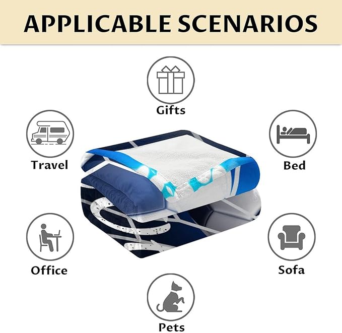 Soccer Gifts - 50x60 Inches Large Blanket for Boys Girls - Soft Fuzzy Cozy Throws Gift for Soccer Team - Blue Sports Throw Blanket for Couch, Living Room & Office