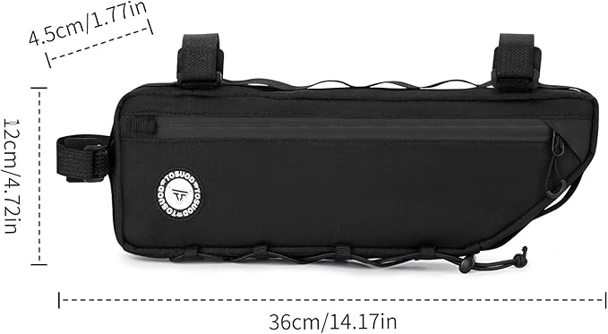 Bike Frame Bag - 3 Multi-Position Straps Secure Mount, Full-Side Zipper Quick Access, 2L Scratchproof Storage, Universal Fit