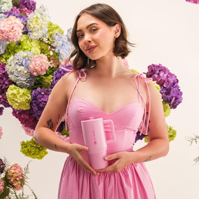 HydroJug Kids - 20 oz Insulated Kids Water Bottle with Flip Straw & Handle | Leak-Proof & Durable | Perfect for School, Sports, Lunch, Travel & Camp, Blush