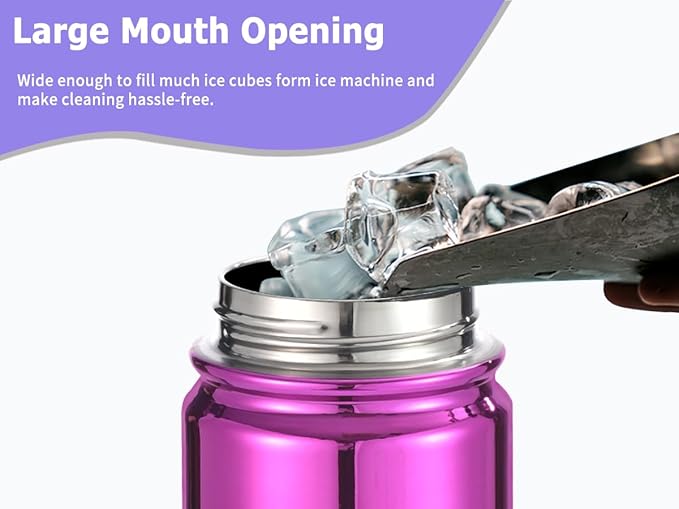 Mininoo Kids Water Bottle, Girls Water Bottles for School, 16oz Metal Water Bottle Kids with Straw Lid