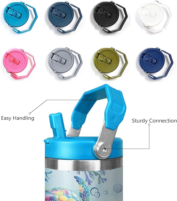 30 Oz Sea Turtle Tumbler with Handle Lid and Flip Straw,Double Wall Vacuum Stainless Steel Watercolor Ocean Turtle Cup,Water Bottle,Travel Coffee Mug,Hawaiian Sea Turtle Decor,Accessories