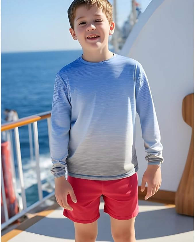INGEAR Boys' Rash Guard UPF 50+ Swim Shirt - Lightweight, Quick-Dry, Durable Sun Protection for Swimming, Sizes XS-XL