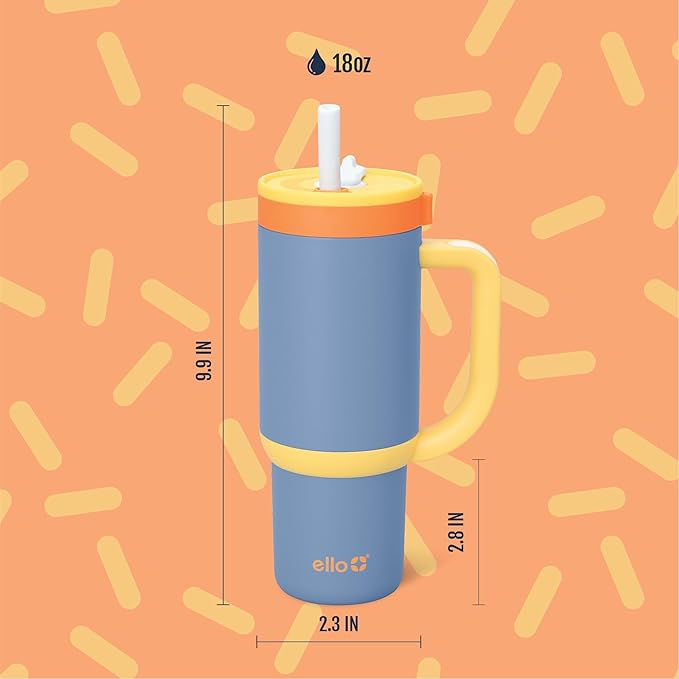 Ello Oasis 18oz Stainless Steel Kids Tumbler with Handle & Retracting Straw, 100% Leakproof, Double-Wall Vacuum Insulated, Kids Water Bottle for School, BPA Free, Dishwasher Safe, Lighthouse