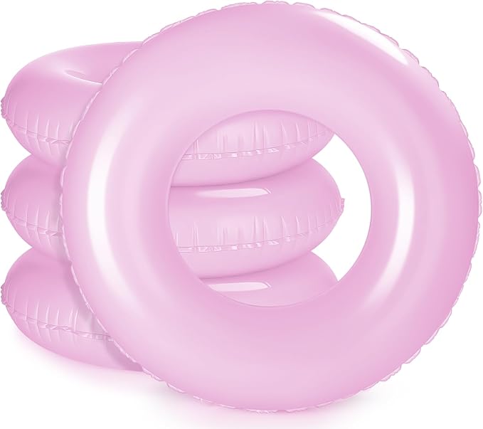 ShinyRelief 4 Pcs Inflatable Pool Floats 33 Inch Swim Rings for Adults Colorful Swim Inner Tube Swimming Ring Raft Float Toys for Beach Swimming Pool Party Supplies(Light Purple)