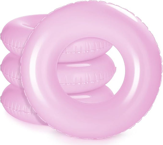 ShinyRelief 4 Pcs Inflatable Pool Floats 33 Inch Swim Rings for Adults Colorful Swim Inner Tube Swimming Ring Raft Float Toys for Beach Swimming Pool Party Supplies(Light Purple)
