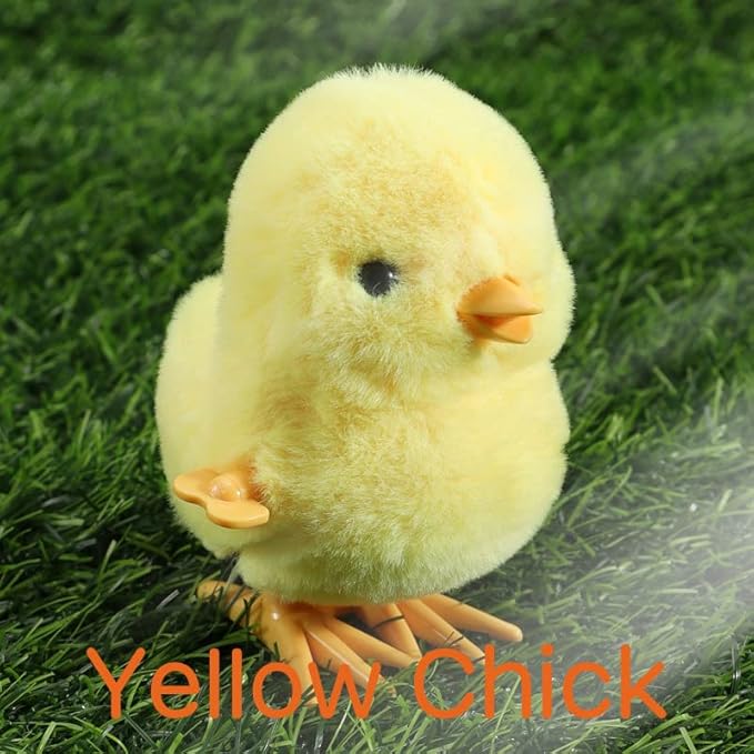 Easter Wind-Up Plush Toys Fluffy Realistic Jumping Chicks & Ducks for Kids (Pack of 4)